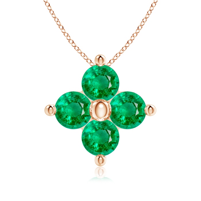 3mm AAA Classic Round Emerald Clover Pendant in Rose Gold 