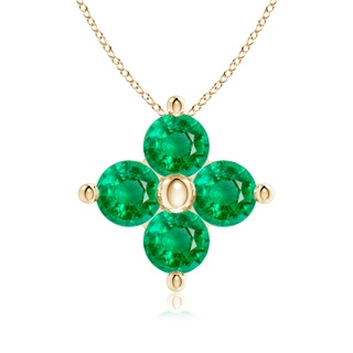 3mm AAA Classic Round Emerald Clover Pendant in Yellow Gold