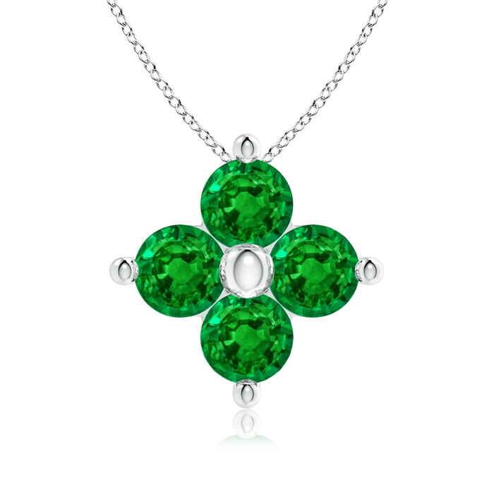 3mm AAAA Classic Round Emerald Clover Pendant in P950 Platinum 