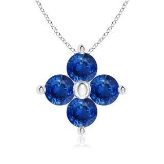 3mm AAA Classic Round Sapphire Clover Pendant in White Gold