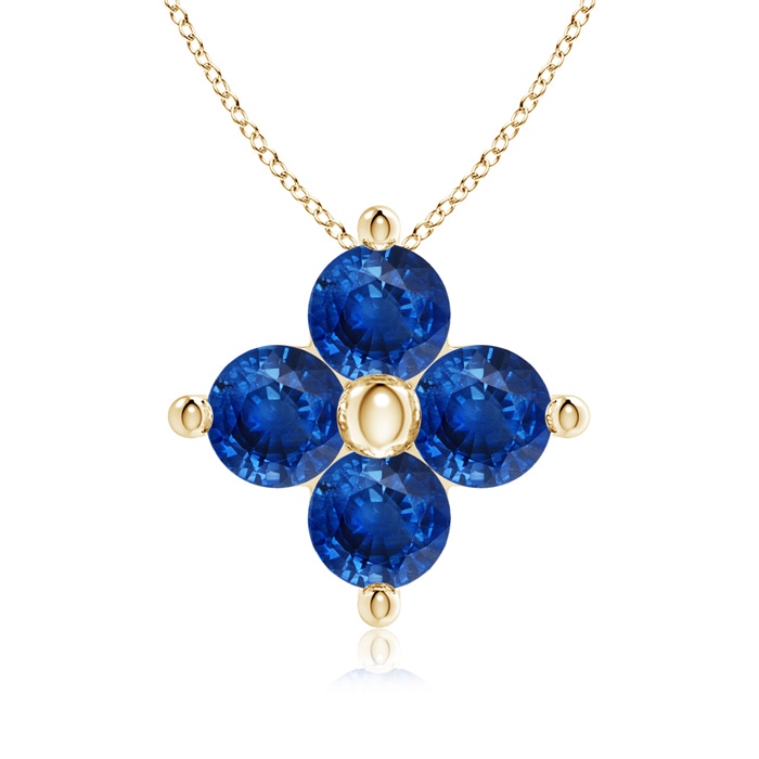 3mm AAA Classic Round Sapphire Clover Pendant in Yellow Gold