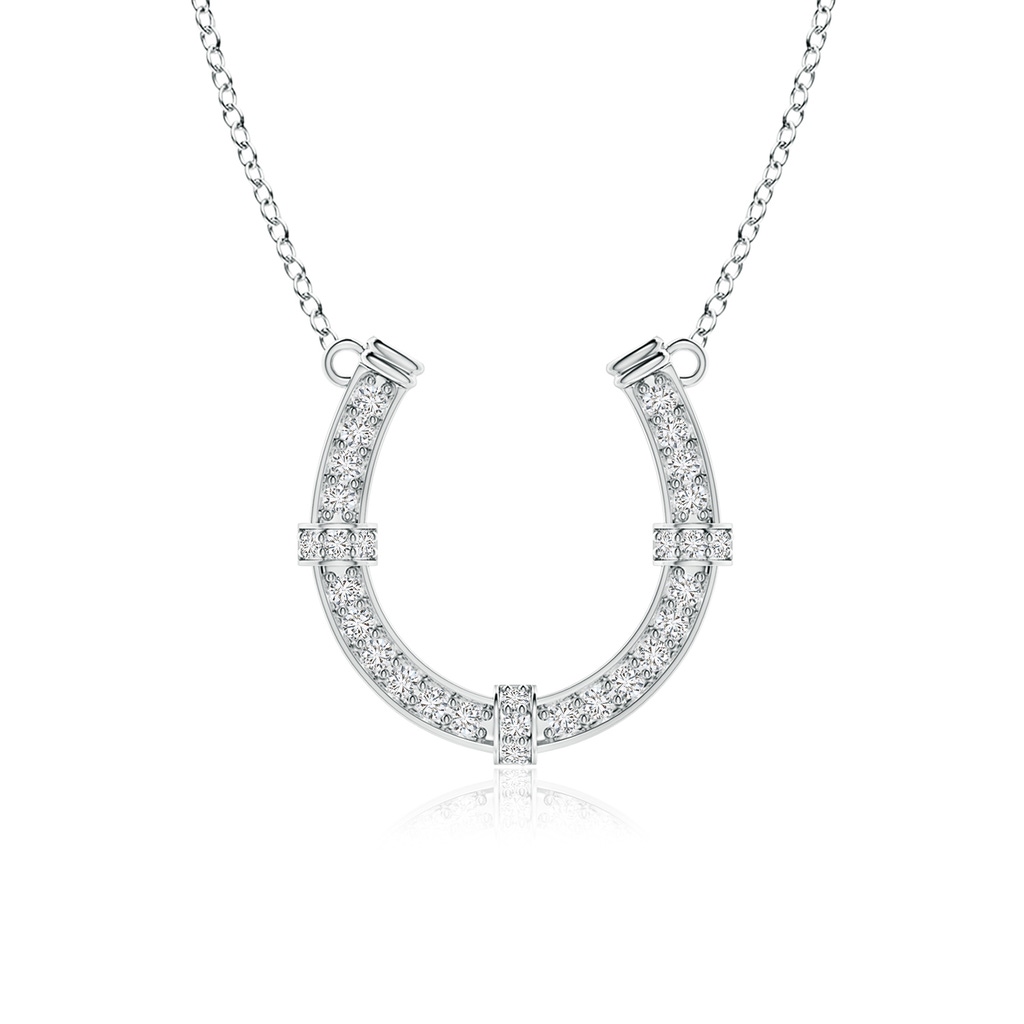 2.1mm HSI2 Pavé-SetDiamond Horseshoe Pendant Necklace in White Gold