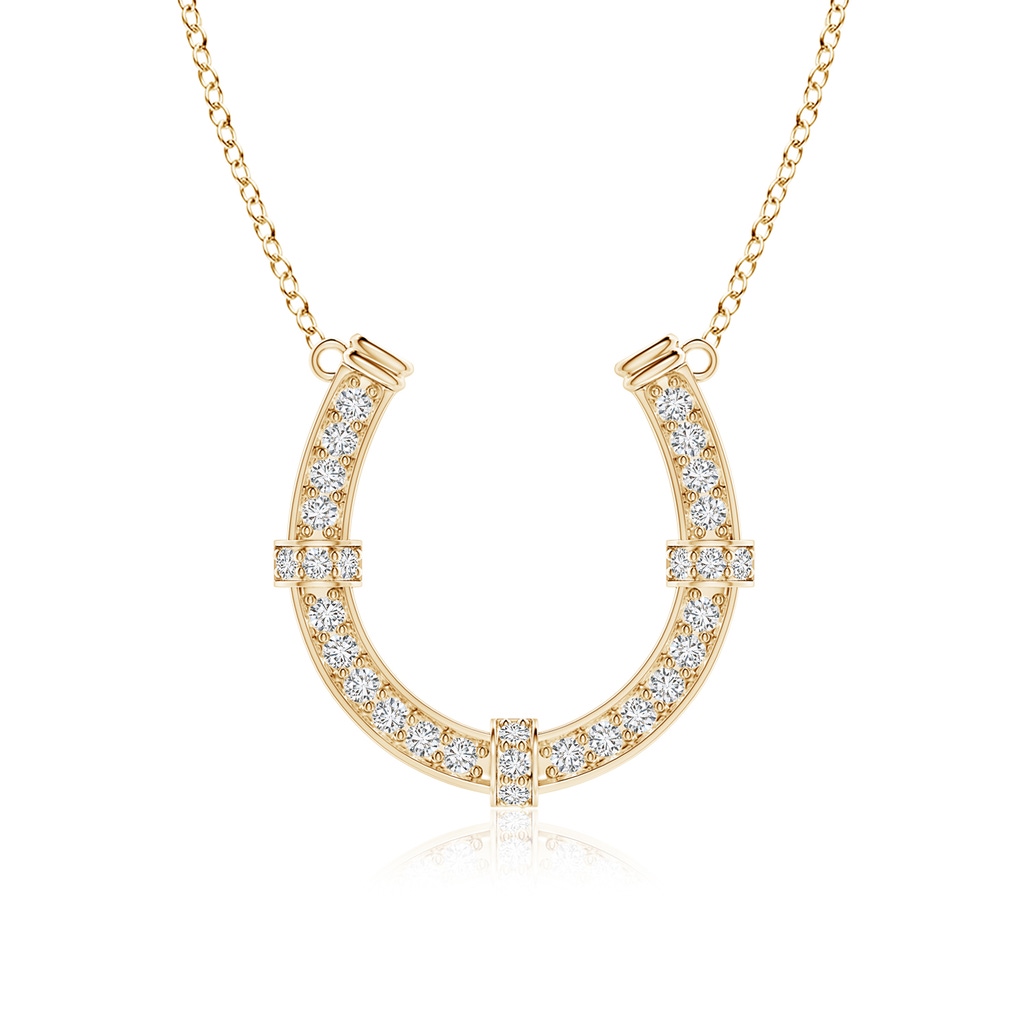 2.4mm HSI2 Pavé-SetDiamond Horseshoe Pendant Necklace in Yellow Gold