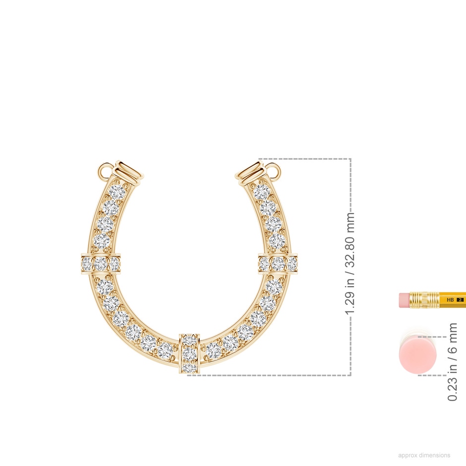 2.4mm HSI2 Pavé-SetDiamond Horseshoe Pendant Necklace in Yellow Gold ruler