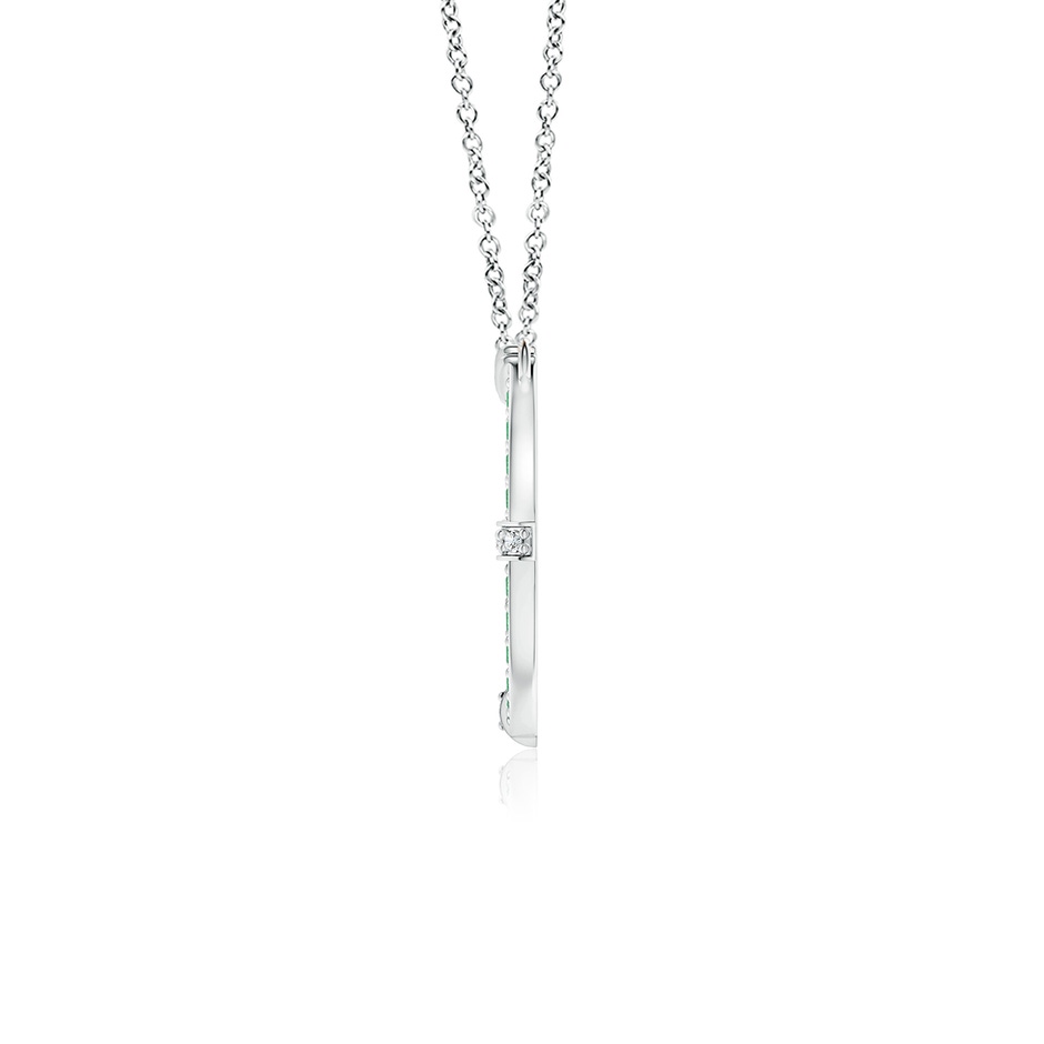 1.3mm A Pave-Set Emerald and Diamond Horseshoe Pendant Necklace in White Gold side 199