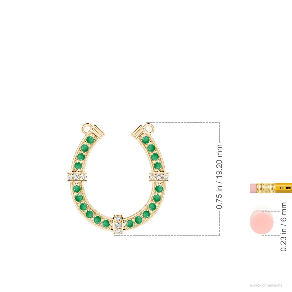 1.3mm A Pave-Set Emerald and Diamond Horseshoe Pendant Necklace in Yellow Gold ruler