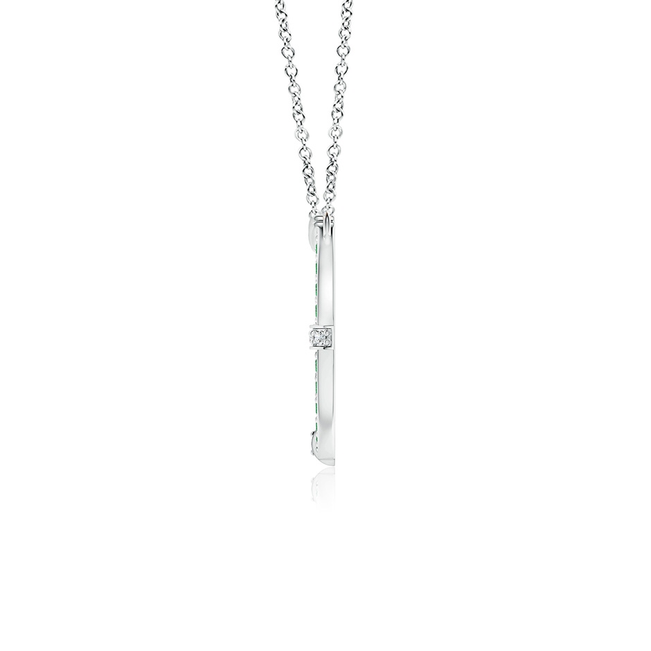 1.3mm AAAA Pave-Set Emerald and Diamond Horseshoe Pendant Necklace in P950 Platinum side 199