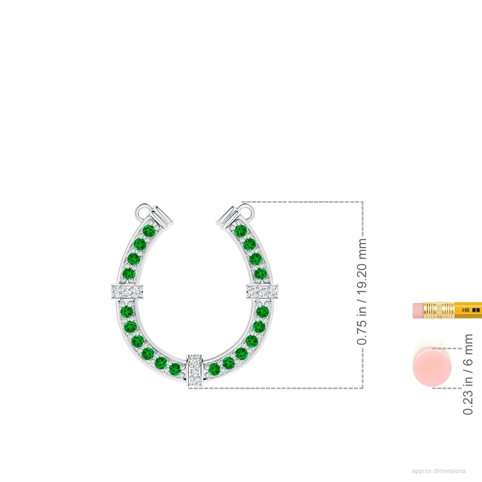 1.3mm AAAA Pave-Set Emerald and Diamond Horseshoe Pendant Necklace in P950 Platinum ruler