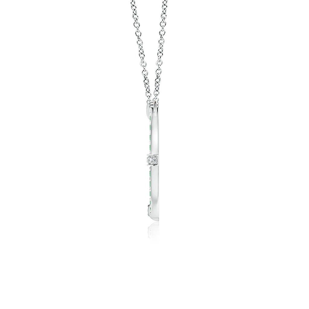 1.3mm AAAA Pave-Set Emerald and Diamond Horseshoe Pendant Necklace in White Gold - side 199