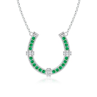 2.5mm AAA Pave-Set Emerald and Diamond Horseshoe Pendant Necklace in P950 Platinum
