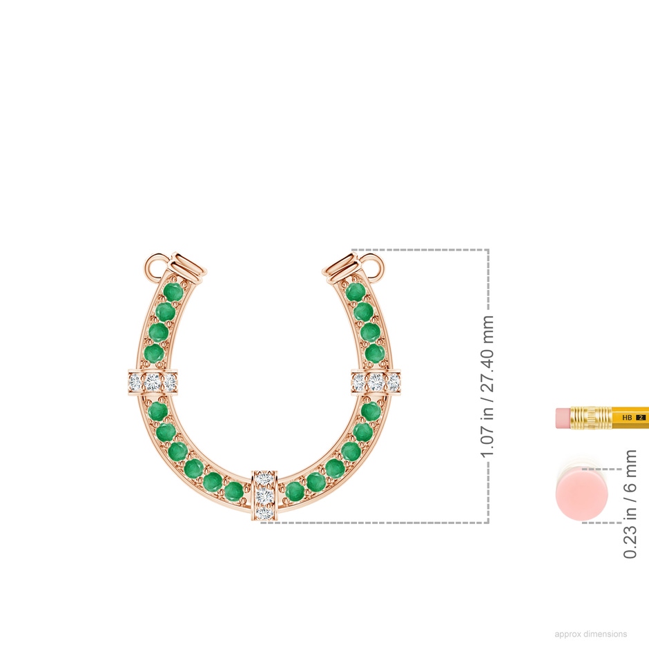 2mm A Pave-Set Emerald and Diamond Horseshoe Pendant Necklace in Rose Gold ruler