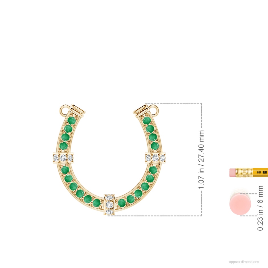 2mm A Pave-Set Emerald and Diamond Horseshoe Pendant Necklace in Yellow Gold ruler