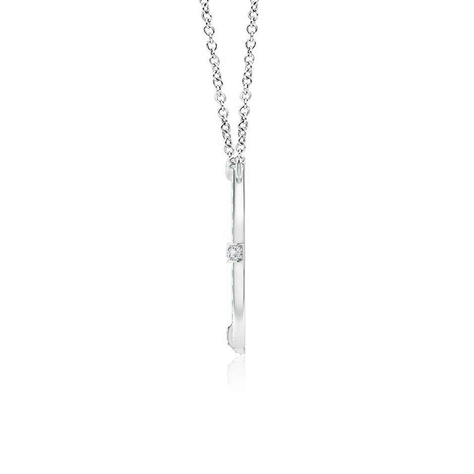 2mm AAA Pave-Set Emerald and Diamond Horseshoe Pendant Necklace in P950 Platinum side 199