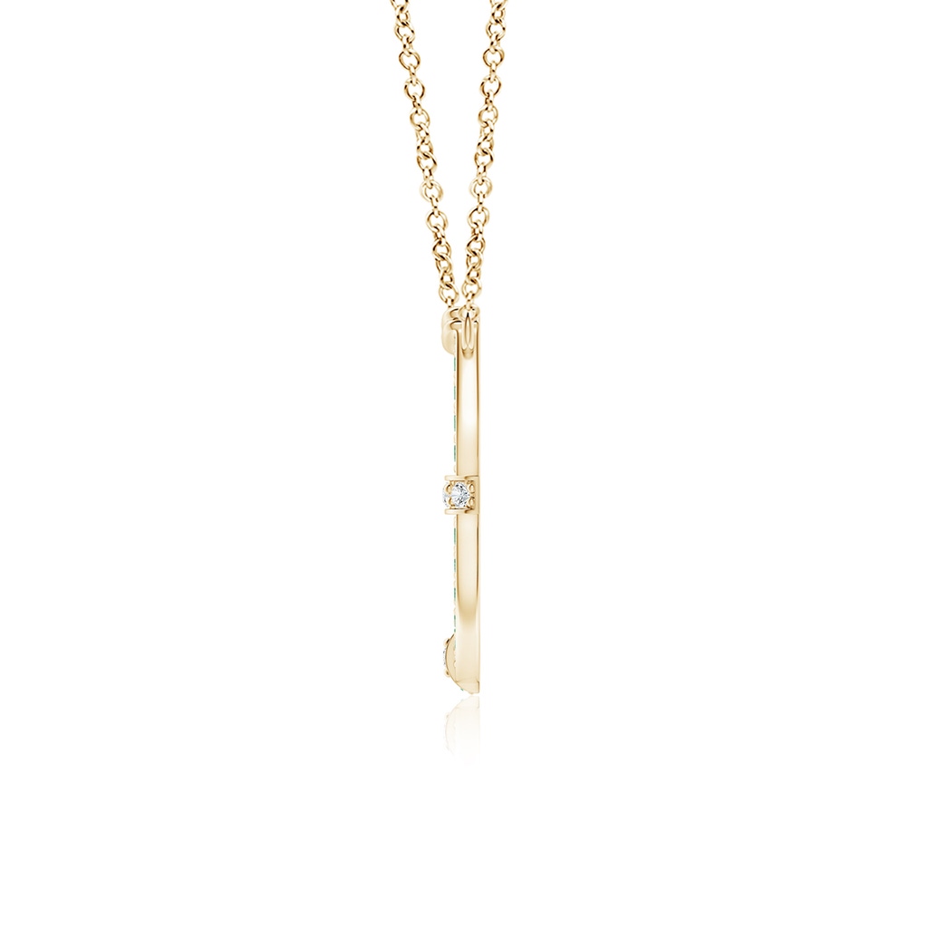 2mm AAA Pave-Set Emerald and Diamond Horseshoe Pendant Necklace in Yellow Gold - side 199