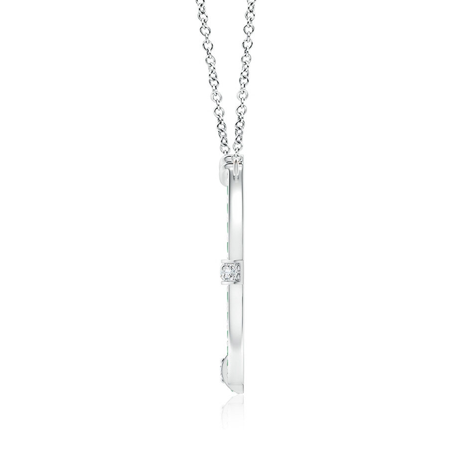 3mm AA Pave-Set Emerald and Diamond Horseshoe Pendant Necklace in White Gold side 199