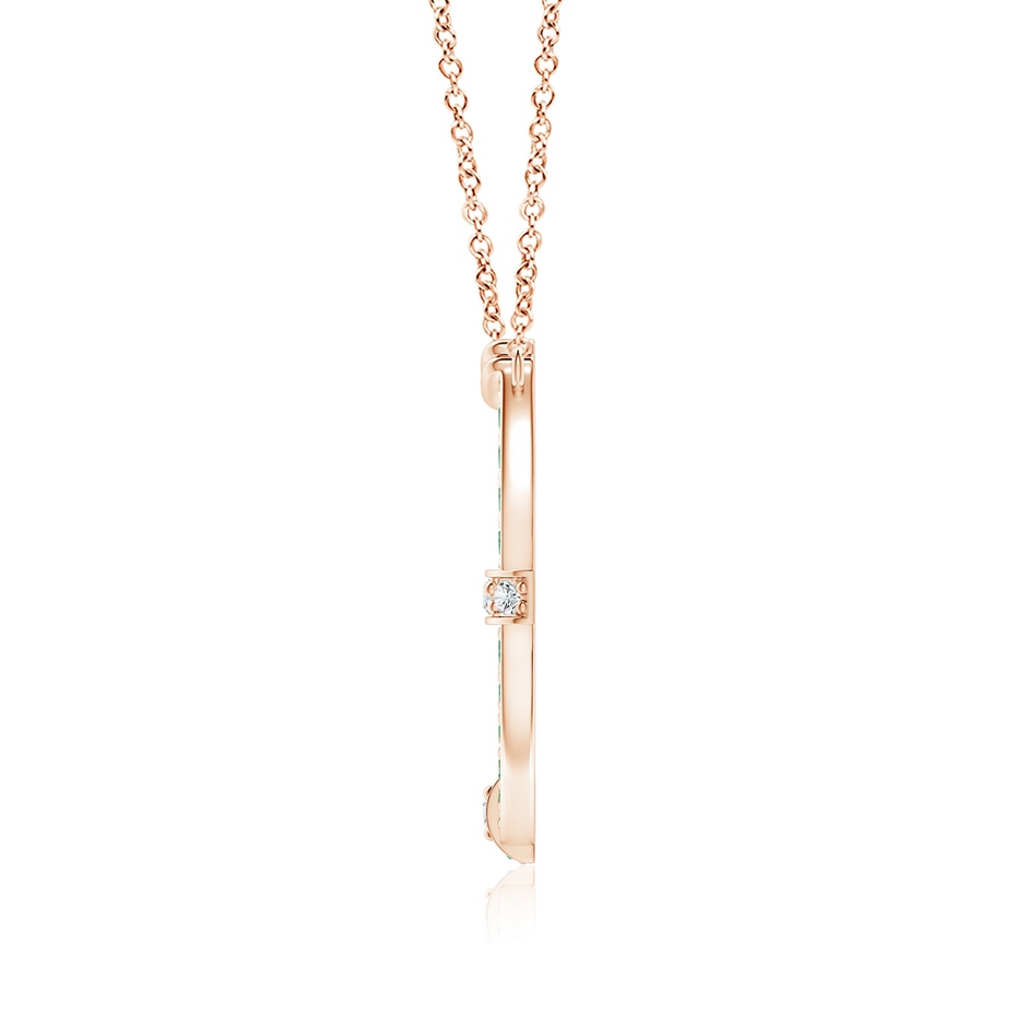 3mm AAA Pave-Set Emerald and Diamond Horseshoe Pendant Necklace in Rose Gold side 199