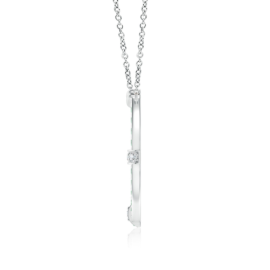 3mm AAAA Pave-Set Emerald and Diamond Horseshoe Pendant Necklace in P950 Platinum side 199