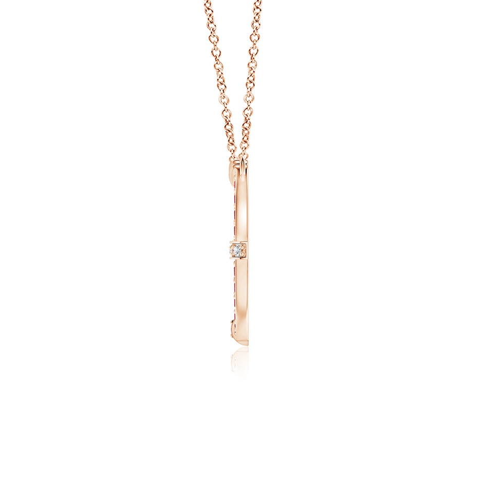 1.3mm AAA Pave-Set Ruby and Diamond Horseshoe Pendant Necklace in Rose Gold side 199