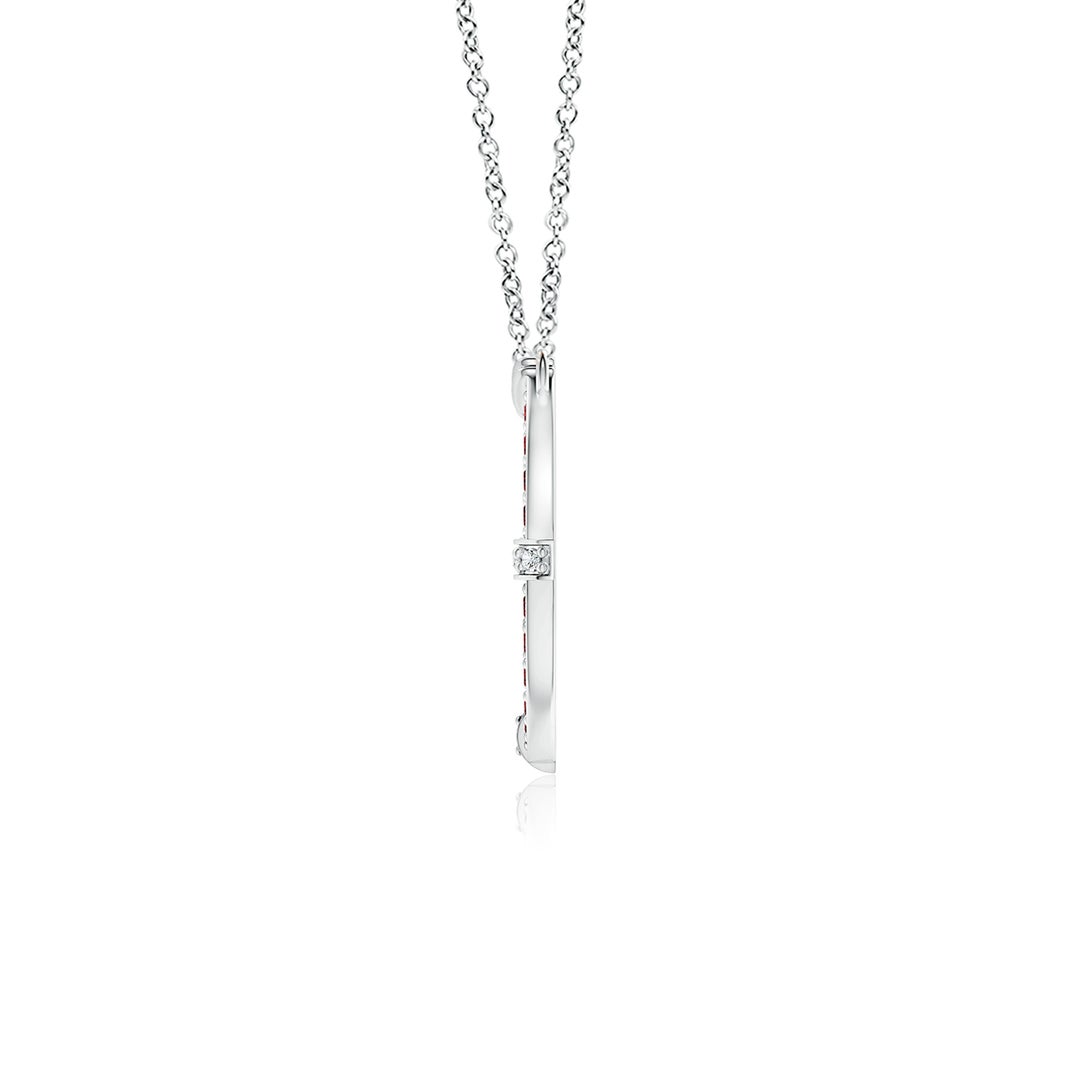 1.3mm AAAA Pave-Set Ruby and Diamond Horseshoe Pendant Necklace in White Gold - side 2