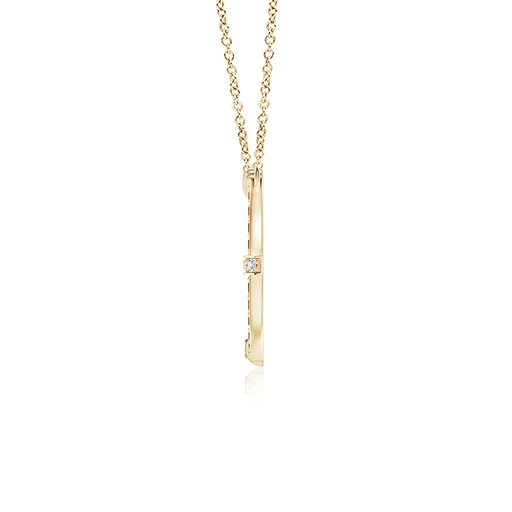 1.3mm AAAA Pave-Set Ruby and Diamond Horseshoe Pendant Necklace in Yellow Gold - side 199