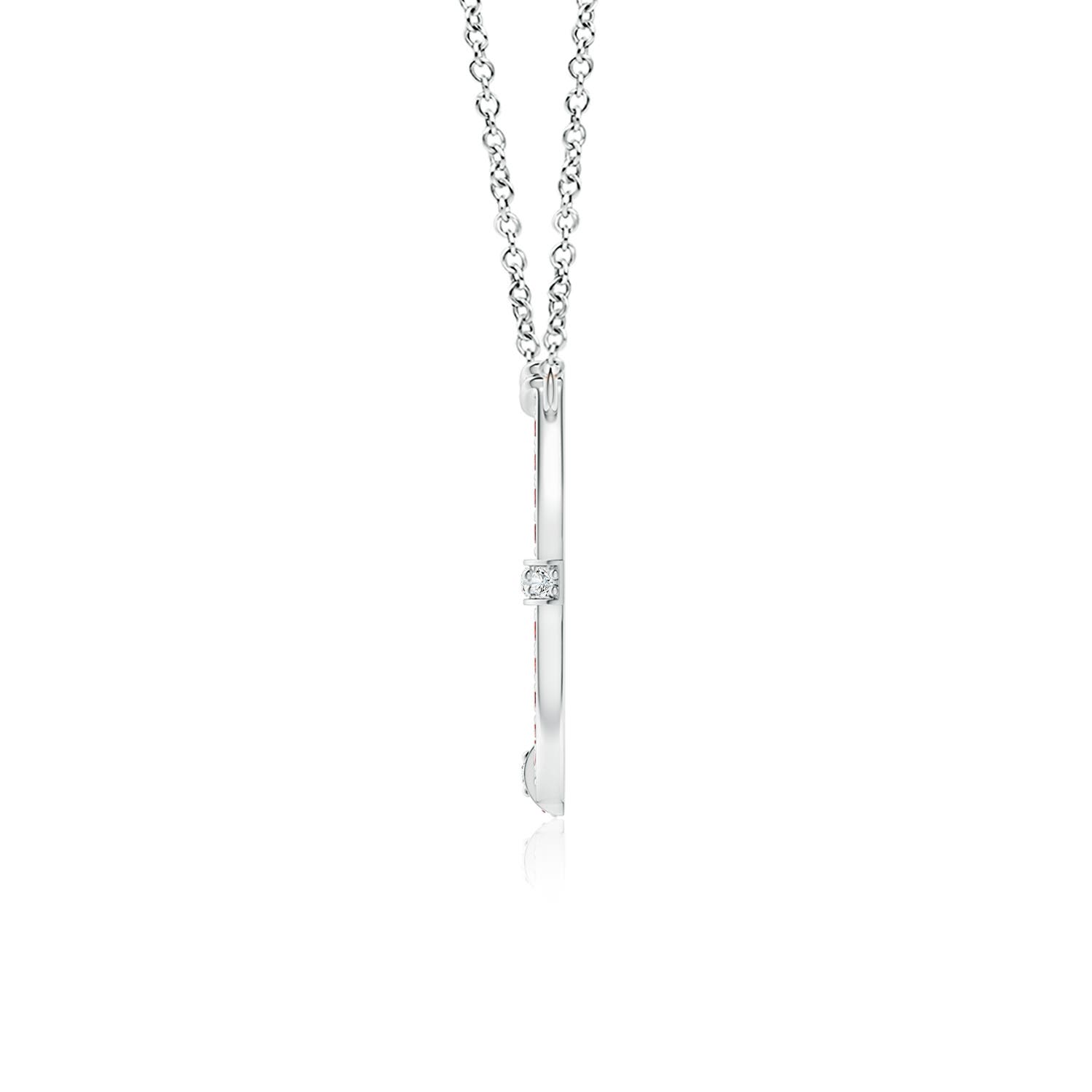 2mm AAAA Pave-Set Ruby and Diamond Horseshoe Pendant Necklace in P950 Platinum