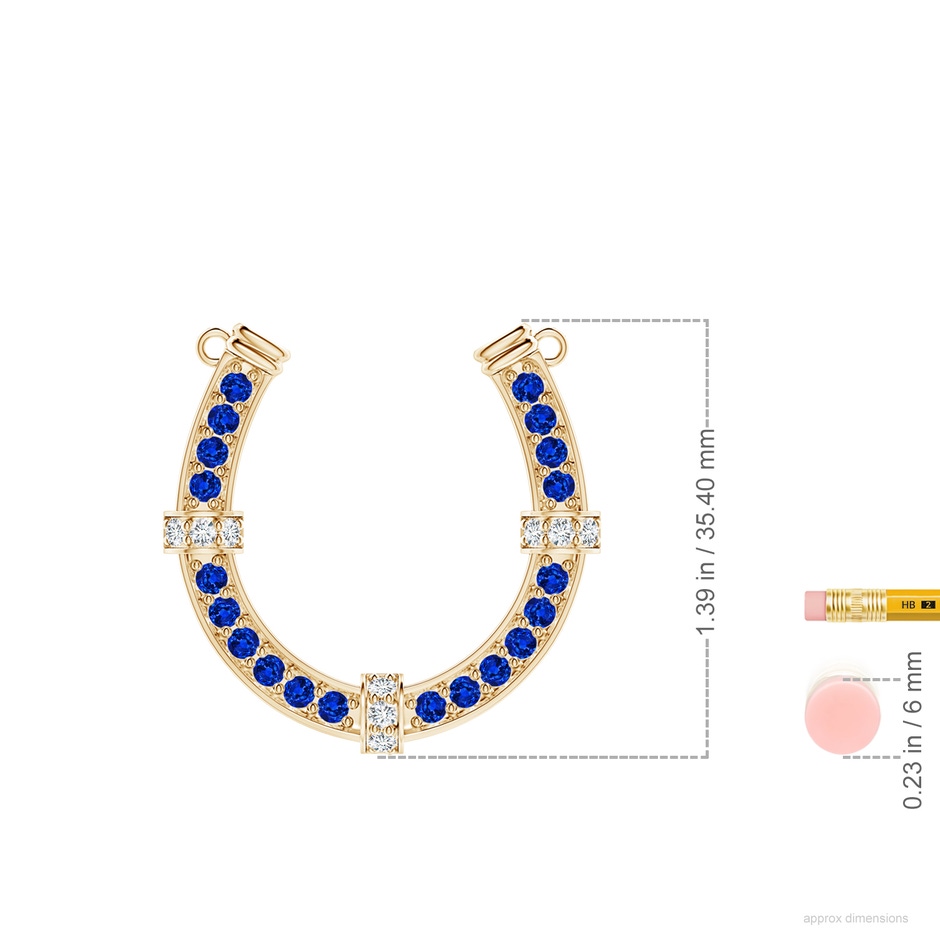 2.5mm AAAA Pav�-Set Blue Sapphire and Diamond Horseshoe Pendant Necklace in Yellow Gold ruler