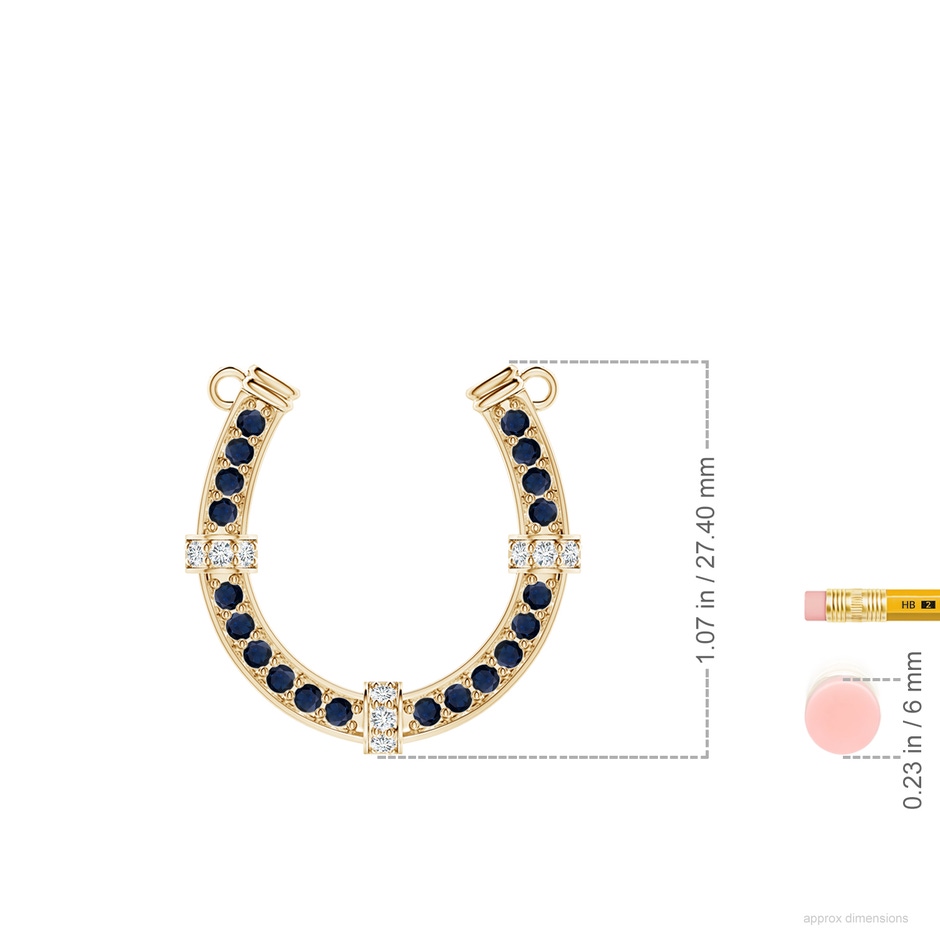 2mm A Pav�-Set Blue Sapphire and Diamond Horseshoe Pendant Necklace in Yellow Gold ruler