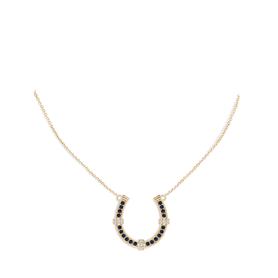 2mm A Pav�-Set Blue Sapphire and Diamond Horseshoe Pendant Necklace in Yellow Gold pen