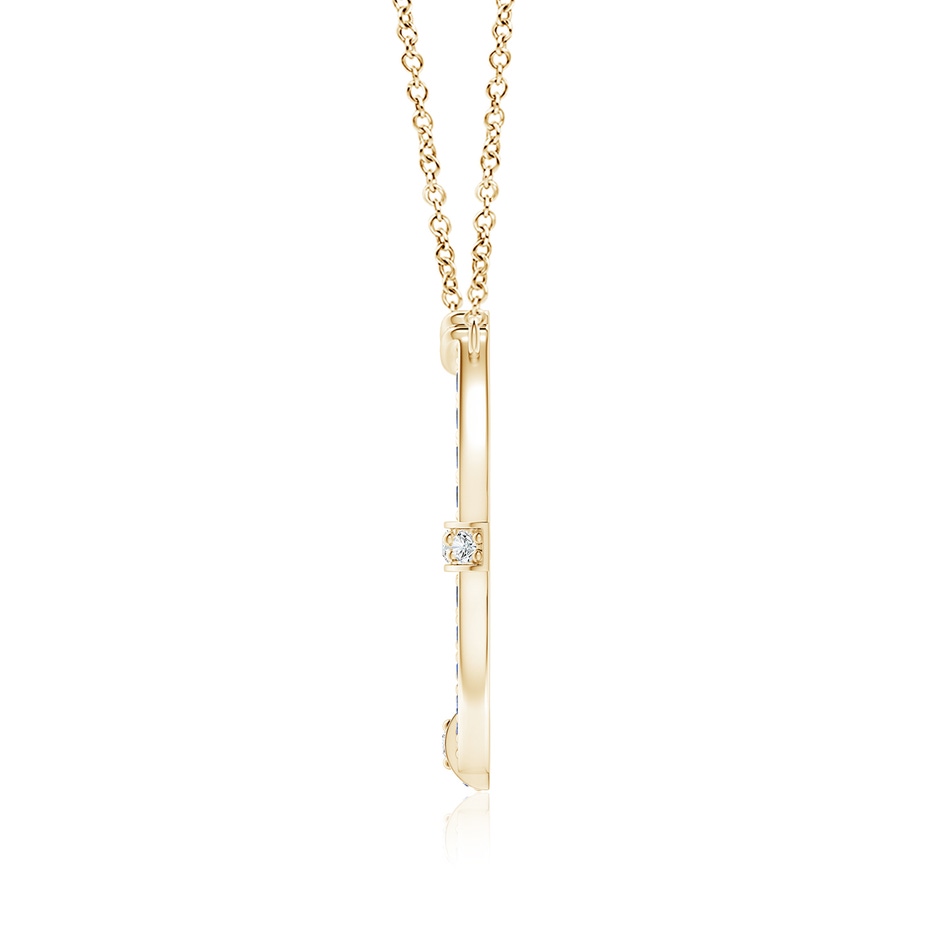 3mm AAAA Pav�-Set Blue Sapphire and Diamond Horseshoe Pendant Necklace in Yellow Gold side 199