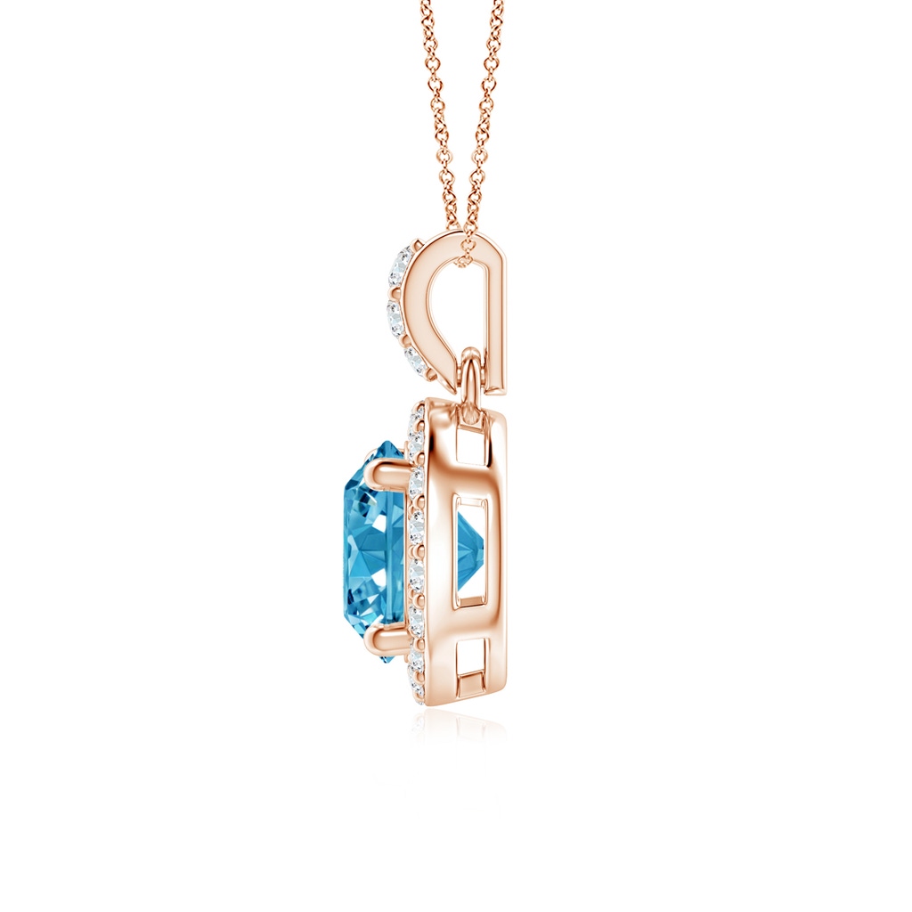 6mm AAAA Round Fancy Intense Blue Diamond Dangle Pendant with Halo in Rose Gold - side 199