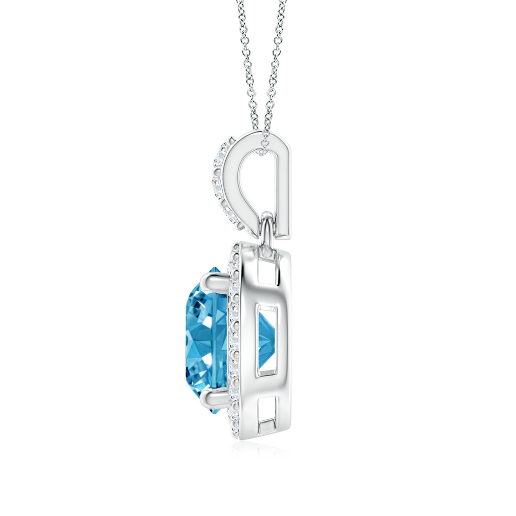7mm AAAA Round Fancy Intense Blue Diamond Dangle Pendant with Halo in White Gold - side 199