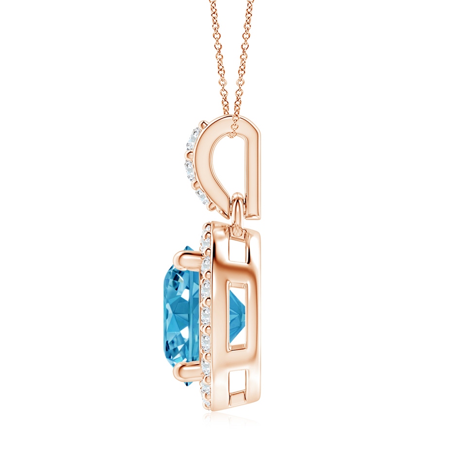 8.1mm AAAA Round Fancy Intense Blue Diamond Dangle Pendant with Halo in Rose Gold side 199