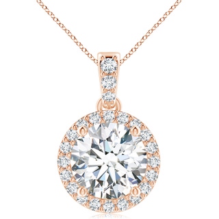 10.1mm GVS2 Round Diamond Dangle Pendant with Halo in Rose Gold