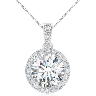 10.1mm GVS2 Round Diamond Dangle Pendant with Halo in S999 Silver