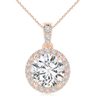 10.1mm HSI2 Round Diamond Dangle Pendant with Halo in Rose Gold