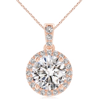 10.1mm IJI1I2 Round Diamond Dangle Pendant with Halo in 18K Rose Gold