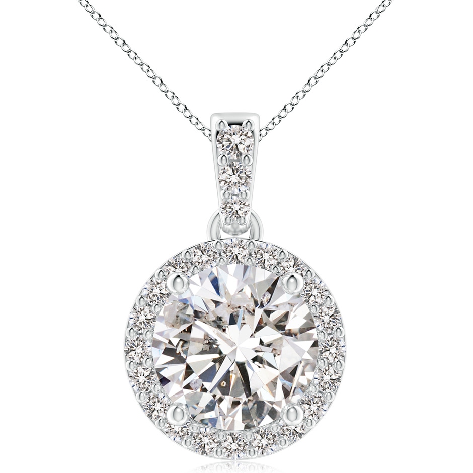 10.1mm IJI1I2 Round Diamond Dangle Pendant with Halo in P950 Platinum 
