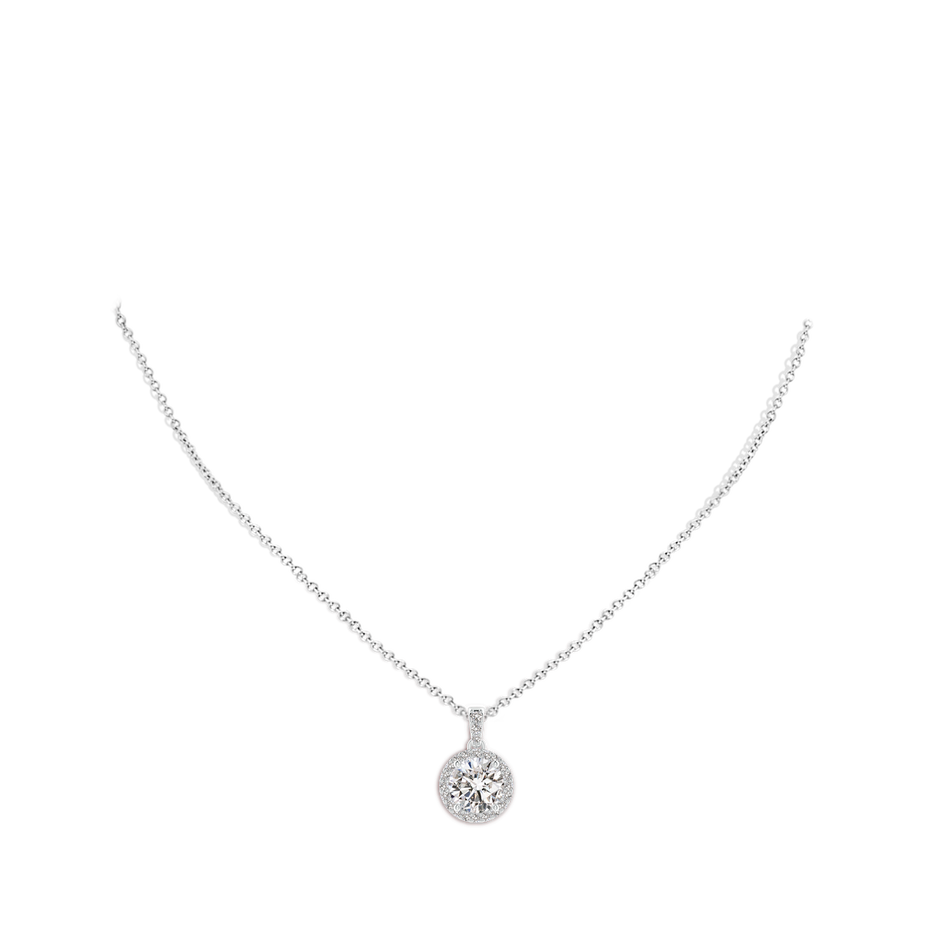10.1mm IJI1I2 Round Diamond Dangle Pendant with Halo in P950 Platinum pen