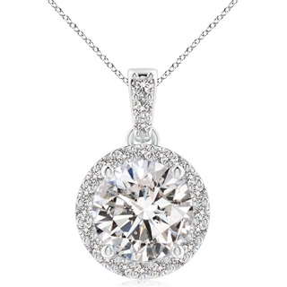 10.1mm IJI1I2 Round Diamond Dangle Pendant with Halo in S999 Silver