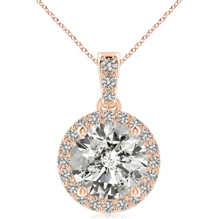 10.1mm KI3 Round Diamond Dangle Pendant with Halo in Rose Gold