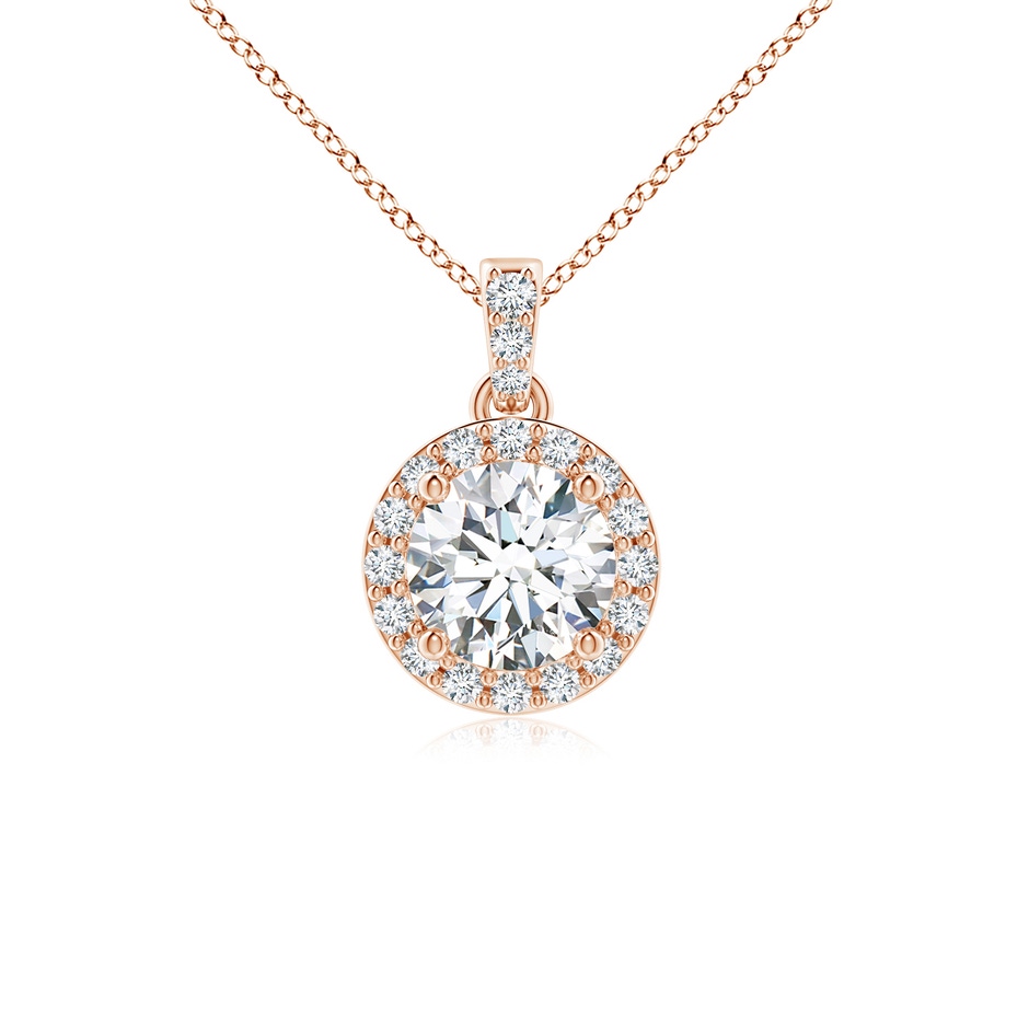5mm GVS2 Round Diamond Dangle Pendant with Halo in Rose Gold 