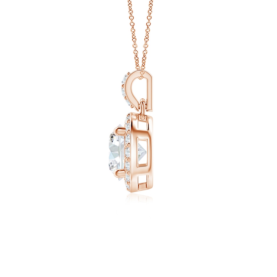5mm GVS2 Round Diamond Dangle Pendant with Halo in Rose Gold side 199