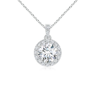 5mm GVS2 Round Diamond Dangle Pendant with Halo in S999 Silver