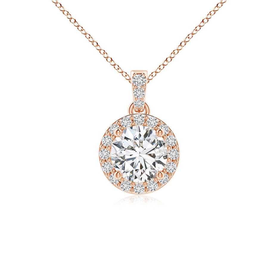 5mm HSI2 Round Diamond Dangle Pendant with Halo in Rose Gold 