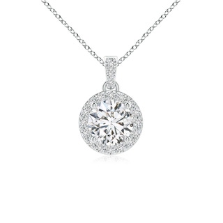 5mm HSI2 Round Diamond Dangle Pendant with Halo in White Gold