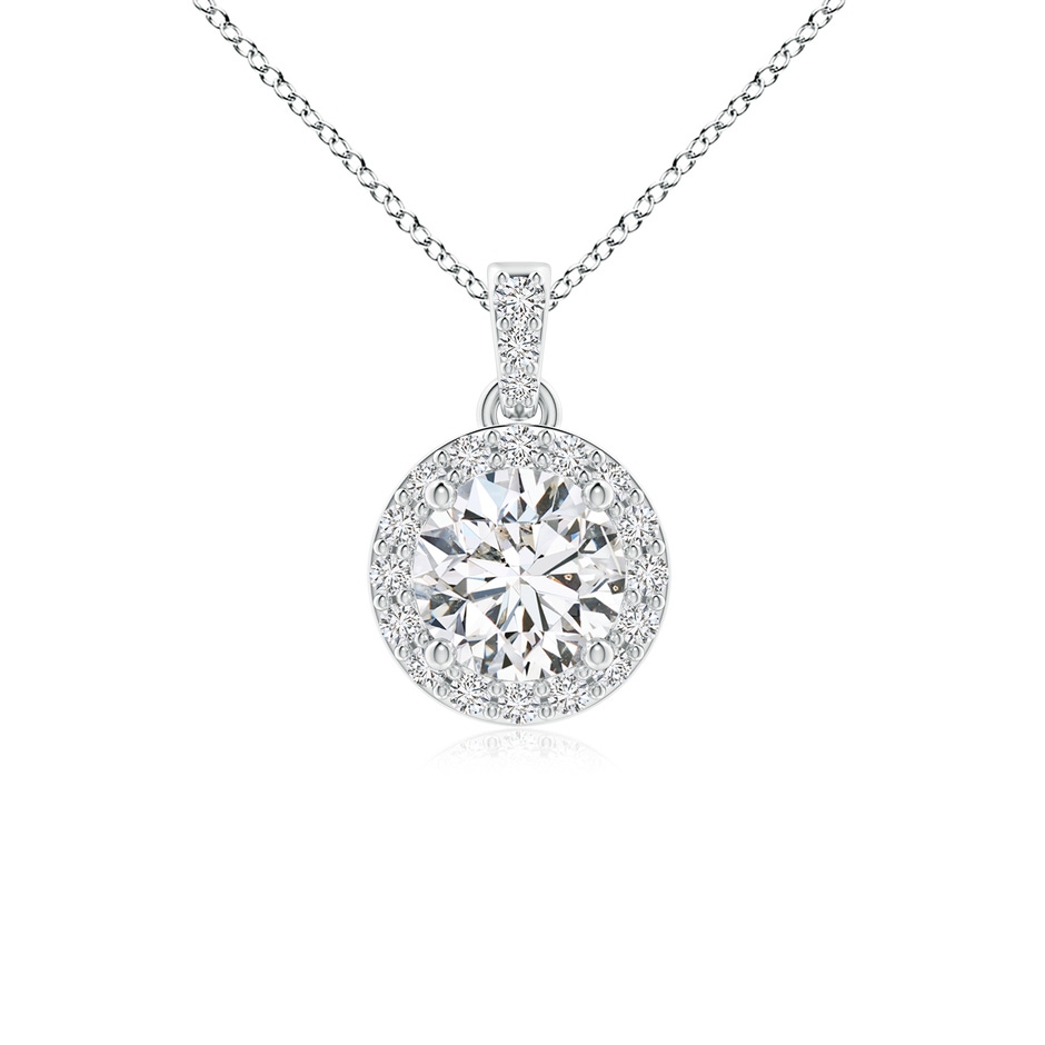 5mm HSI2 Round Diamond Dangle Pendant with Halo in White Gold 