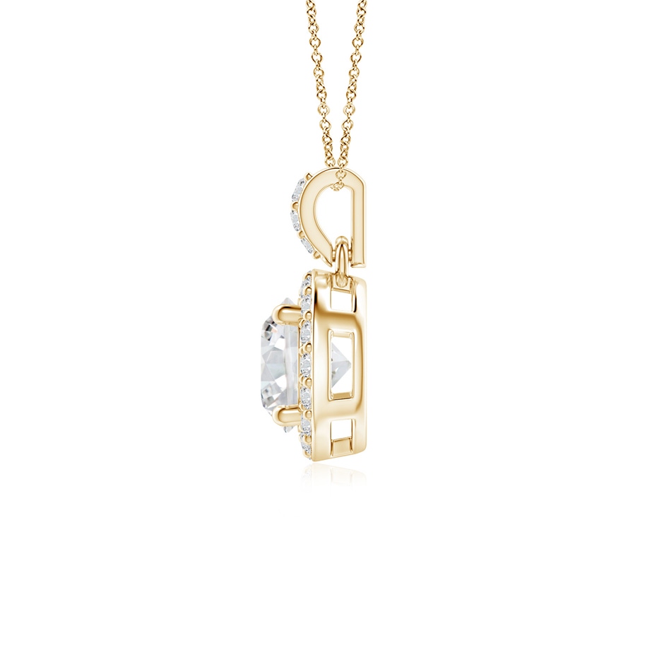 5mm HSI2 Round Diamond Dangle Pendant with Halo in Yellow Gold side 199