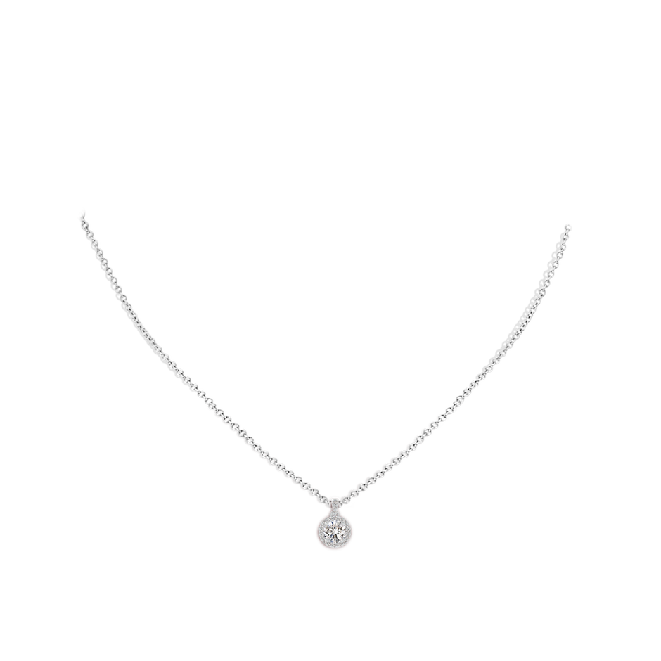 5mm IJI1I2 Round Diamond Dangle Pendant with Halo in P950 Platinum pen