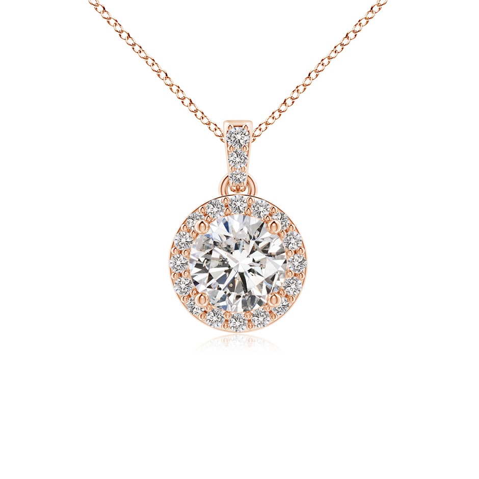5mm IJI1I2 Round Diamond Dangle Pendant with Halo in Rose Gold 