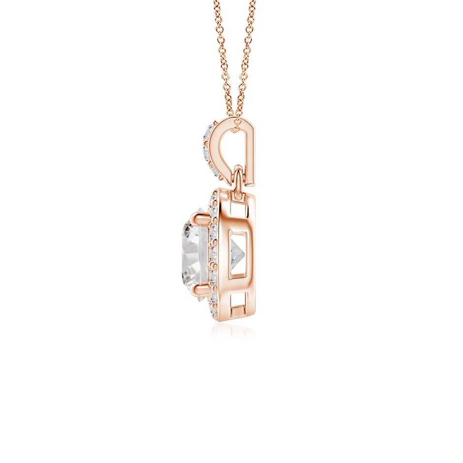 5mm IJI1I2 Round Diamond Dangle Pendant with Halo in Rose Gold side 199